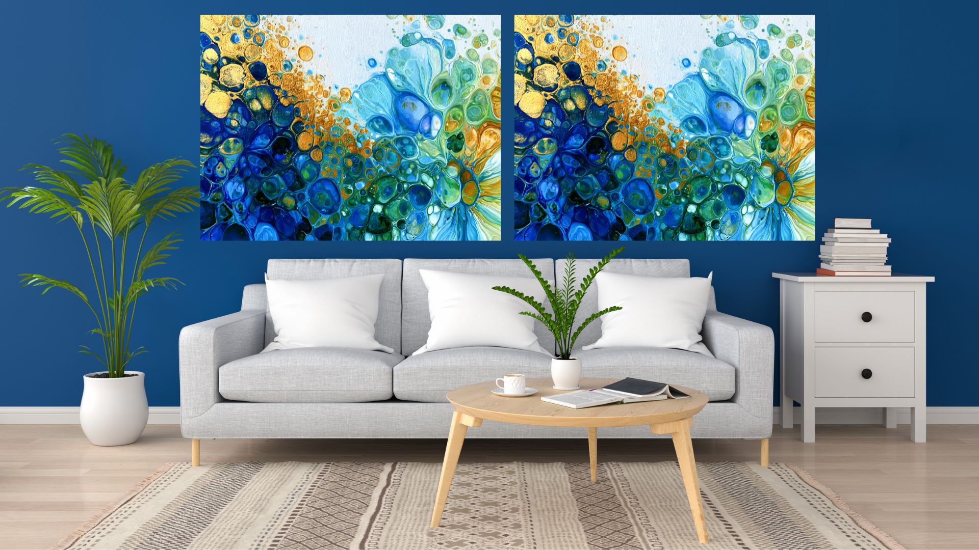 Blue Bubbles Up Wall art - Image 4