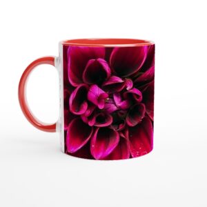 Scarlet Flower 11oz Ceramic Mug with Color Inside Ceramic Red