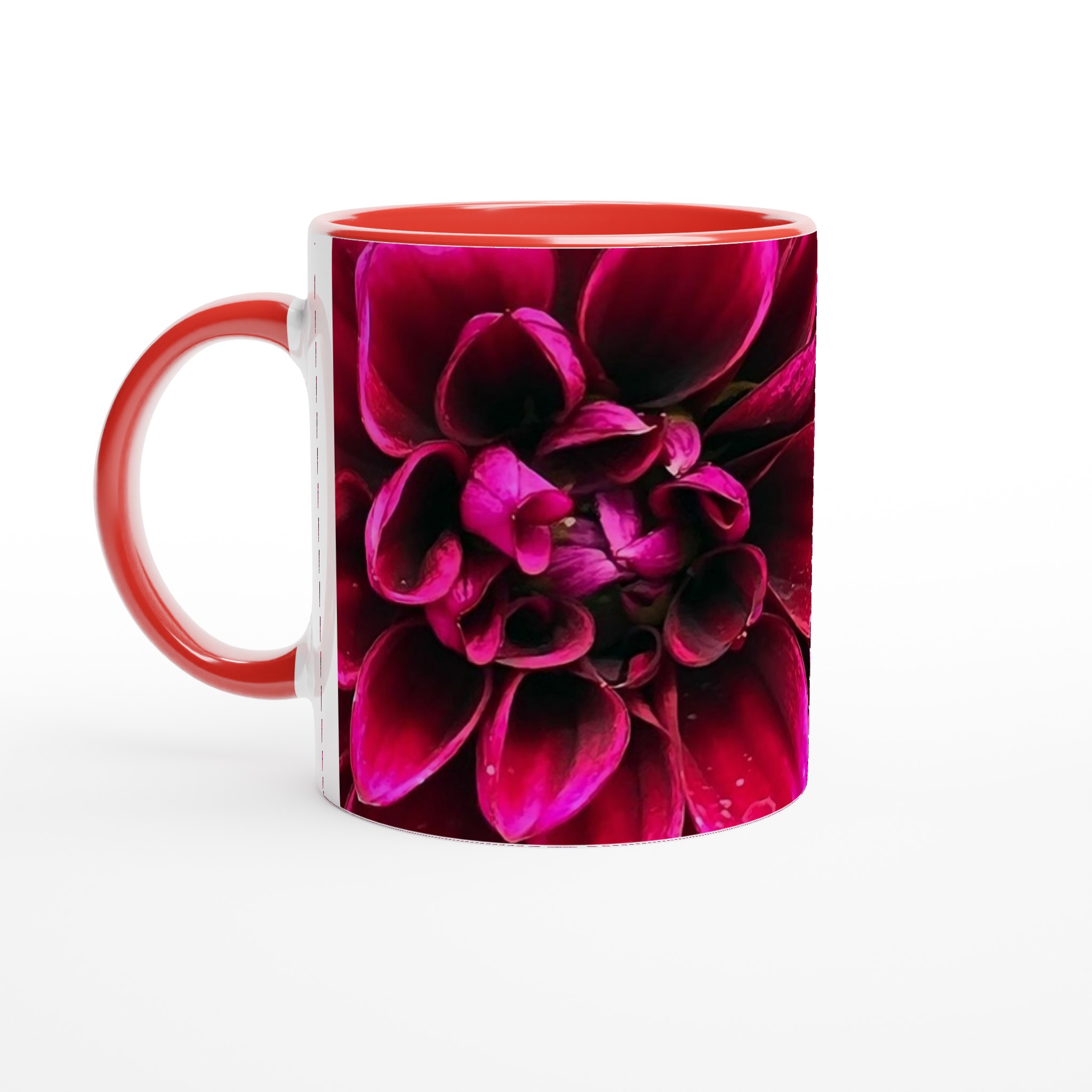 Scarlet Flower 11oz Ceramic Mug with Color Inside Ceramic Red